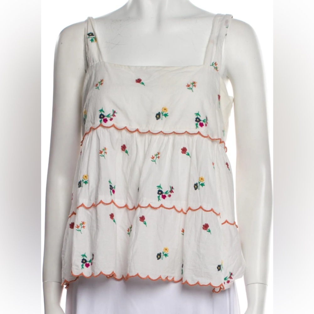 Sezane Floral Embroidered Top